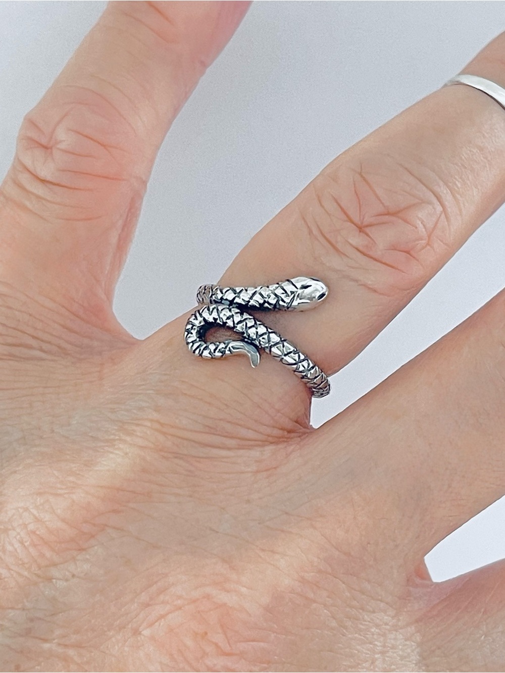 🐍TOP SELLER 🐍 Sterling Silver Snake Ring, Reptile Animal Silver Rings, Snakes - Picture 2 of 13